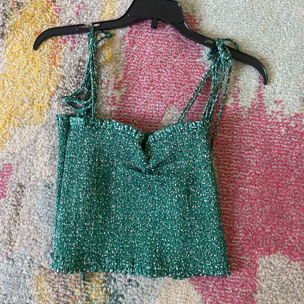 Reset by Jane Tallulah Green Smocked Top